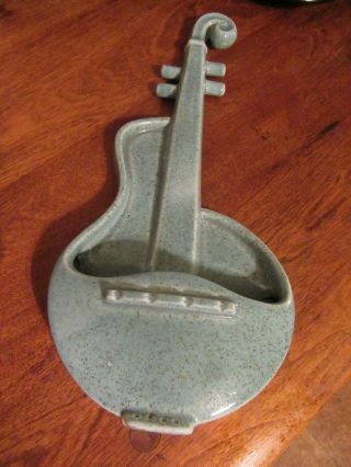 15 " M1484 Vintage Mid Century Modern Lt Blue Speckled Red Wing Ceramic Violin