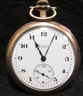 Vintage Elgin Fahy’s Bristol Pocket Watch Chronograph Double Roller 15 Jewels