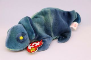 Rainbow The Iguana Lizard Beanie Baby Blue Green Vintage Ty Plush Babies Pe 1997