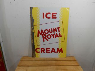 Vintage Mount Royal Ice Cream 27 " X 20 " Quebec Milk Dairy Tin Sign