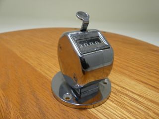 Vintage 4 - Digit Reciprocating Railroad Tally Counter With Table Mount Base T5
