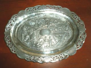 Vintage Asian Style Sterling Silver Small Tray 199 Grams Scrap Or Not