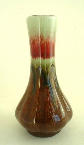 Vintage Hosley Pottery Drip Glaze Vase Mid Century Signed