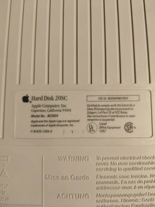 20SC Apple External SCSI Hard Drive Model M2604 [Untested/As Is] 2