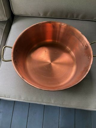 Large Antique 8 Qt.  Copper Jam Pan 3.  6lbs 2