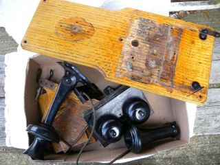 Antique Kellogg Oak Wall Phone Parts Vintage Telephone Repair Bakelite Hardware