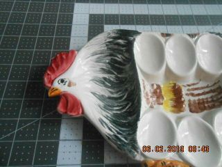 VINTAGE Italy Hand Painted Chicken Deviled Egg Appetizer Platter Dish Ceramic 2