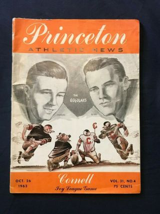 1963 College Football Program Princeton Tigers Cornell Big Red Gogolak Brothers