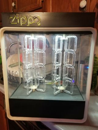 Vintage Zippo Countertop Display Case Lighted And Rotating