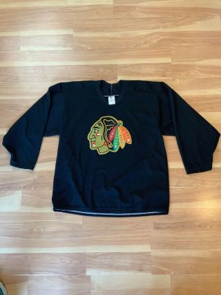 Vintage Nhl Chicago Blackhawks Ccm Maska Hockey Air - Knit Jersey Mens Large Black