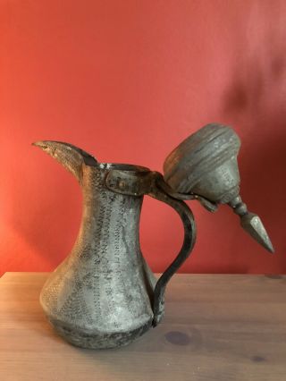 Antique Large Islamic Dallah Coffee Pot Middle Eastern Arabic Bedouin Vintage 3