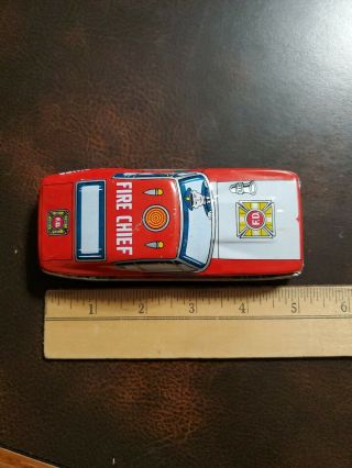 Vintage Tin Japan Fire Chief Friction Ford Mustang Car