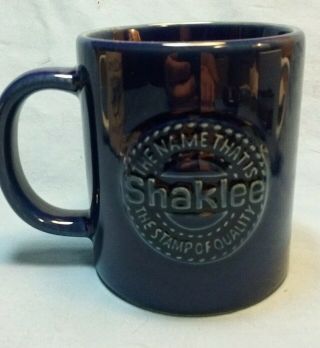 Vintage 1983 Shaklee Coffee Cup Embossed Dark Blue 15 0z