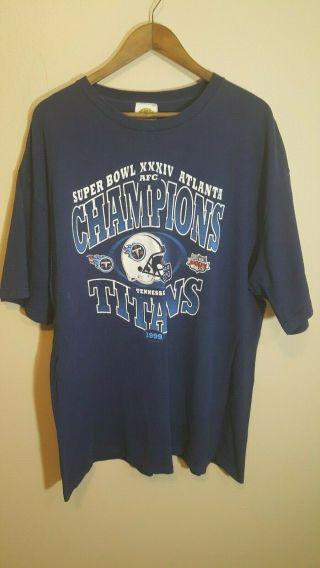 Tennessee Titans Vintage 1999 Afc Champions Bowl Xxxiv Nfl T - Shirt Xxl