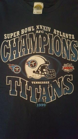 Tennessee Titans Vintage 1999 AFC Champions Bowl XXXIV NFL T - Shirt XXL 2