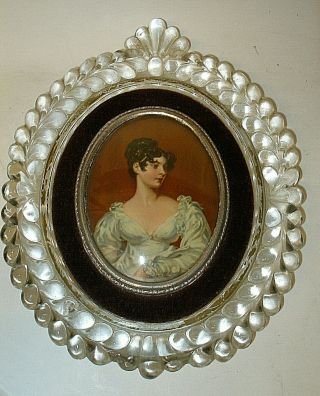 Vintage Glass Framed Wall Art Plaque Picture By Cameo Creation.  The Countess