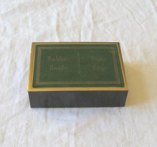 Vintage 4 1/2 " Rubber Bands/paper Clips Metal Box L7