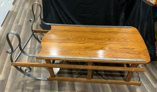 Tell City Chair Co.  Sleigh Coffee Table Sled Solid Oak And Metal