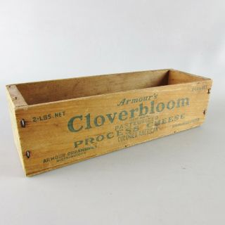 Vintage Armours Cloverbloom 2 Lb.  Wooden Cheese Box Chicago