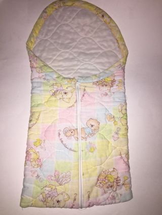 Vtg Critter Sitters Love Babies Quilt Blanket Baby Bunting Bedding Sleeping Bag