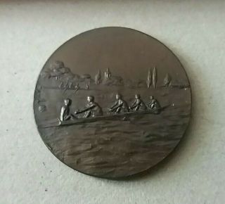 Old Vintage Rowing Boat Race Metal Medal Trophy Coin Circa 1930s