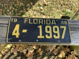Vintage 1948 Florida License Plate Topper Metal Gas Station Sign