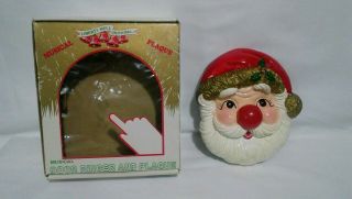 Vintage Santa Clause Musical Door Bell W/ringer Nose Lights Up Box