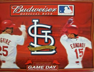2001 St Louis Cardinals Mlb Baseball Game Day Schedule Calendar