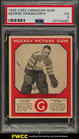 1933 V252 Canadian Gum Hockey George Hainsworth Psa 3 Vg (pwcc)