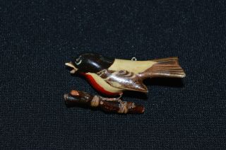 Vintage Takahashi - Style Robin Wooden Bird Pin