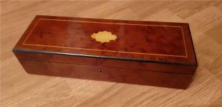 19th Century Victorian Wooden Ladies Glove Box With Red Padded Interior