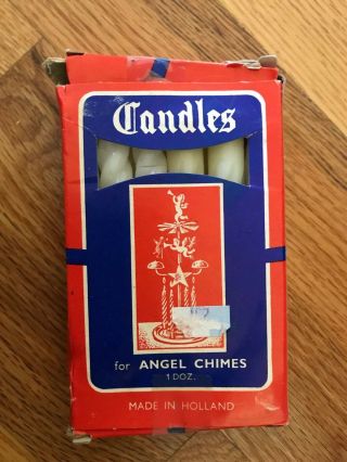 Vintage Box Of Christmas White Angel Chime Candles - Twist Pattern