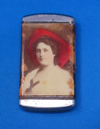 Match Safe,  Annie Oakley / Blue Point Oysters,  Celluloid Wrapped,  C.  1905,  Cruver