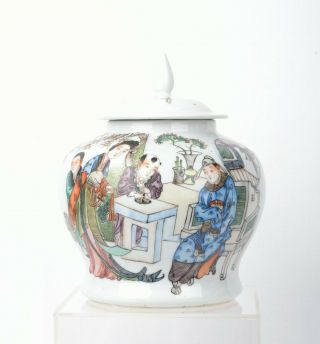 Chinese Porcelain Fencai Lidded Jar.  Republic Period,  1920.