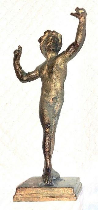 Grand Tour Bronze Sculpture Dancing Greek Satyr 19th Century 6 " Statue Figure
