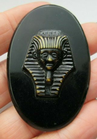 Awesome Xl Antique Vtg Celluloid Picture Button Relief Egyptian Sphinx 2 " (e)
