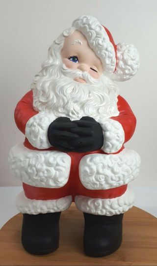 Vintage Mold Winking Santa Claus Christmas Ceramic Figurine 15 "