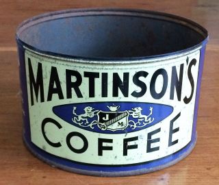 Vintage Martinson ' s 1 Lb Coffee Tin Without Lid 3