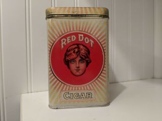 Red Dot Cigar Tobacco Tin Antique Advertising Stogie Can Binghamton York