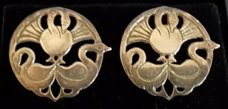 Sterling Silver Vintage Art Deco Antique Swan Earrings