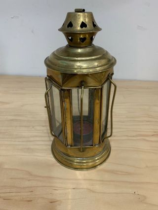 Vintage Solid Brass Ships Lantern Tea Light Candle Holder 9.  5  India 3