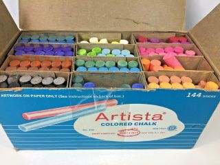 Vintage Artista Colored Chalk Sticks Binney Smith Crayola Large 144 Ct Usa 400