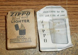 Wwii Zippo Black Crackle Lighter Box And Paperwork/very Rare