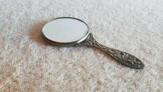Small Vintage Sterling Silver (unmarked) Hand Mirror Art Nouveau C1