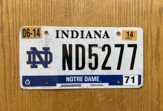 Indiana License Plate - Single - Notre Dame - (nd5277)