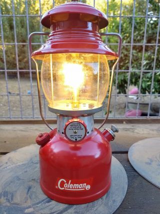 1962 Red Coleman 200a Single Burner White Gas Lantern