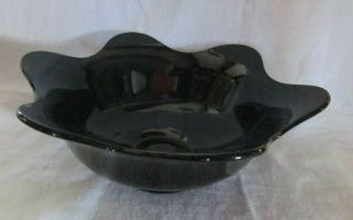 Vintage Black Amethyst Glass 9 " Serving Bowl Very Plain