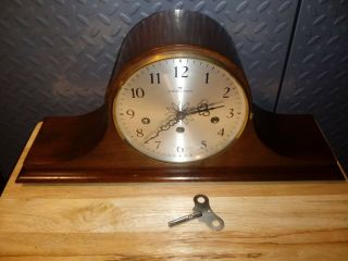 Vintage Hamilton West Germany 2 Jewel Westminster Chime Windup Mantle Clock