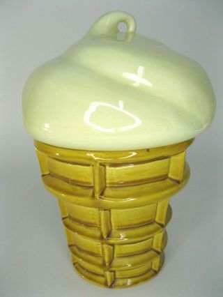 Vintage Vanilla Ice Cream Curl Cone Cookie Jar Ceramic Large 13 " Tall