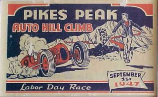 1947 Pikes Peak Auto Hill Climb Flyer Very Rare